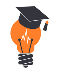 Lightbulb with a graduation cap vector