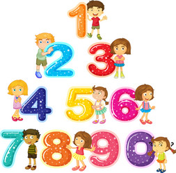 children and numbers one to zero vector image