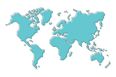 world map with simple modern cartoon line art vector image