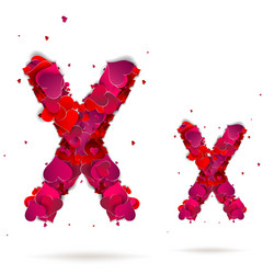 letter x made from hearts love alphabet vector image