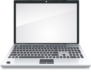 front view laptop is blank screen on white vector image