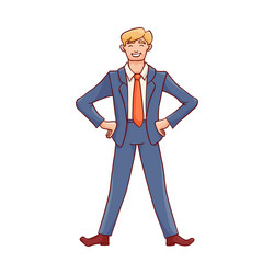 sketch happy business man in suit vector image