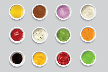 bowls dip bowl sauces gravy dressing top view vector image