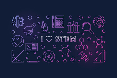 i love stem concept colored outline vector image