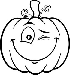 outlined smiling halloween pumpkin vector image