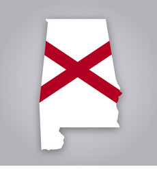 alabama al state flag in map shape vector image