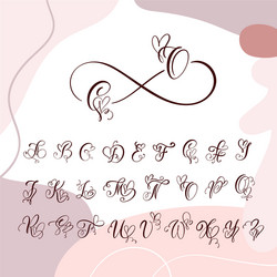 handwritten heart calligraphy monogram alphabet vector image