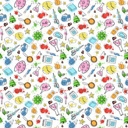 School supplies seamless pattern doodle hand drawn vector