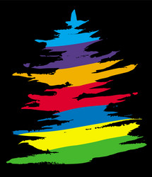 Colored christmas tree on black background vector