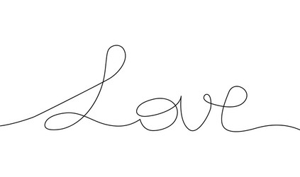 continuous line drawing word love black vector image