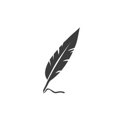 Black feather pen writing logo template vector