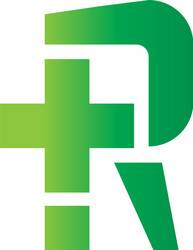 Cross r letter logo medical vector