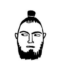 doodle sketch man with samurai hairstyle vector image