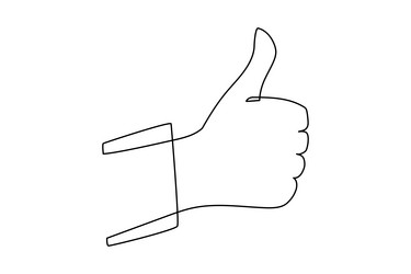 thumb up in one continuous line drawing hand vector image