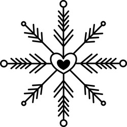 Christmas snowflake heart decoration line icon vector