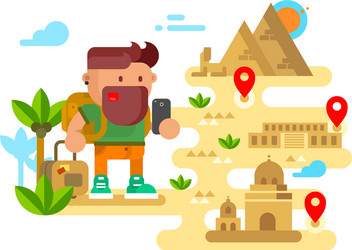 man travels around the world vector image