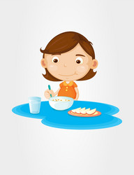 girl eating breakfast vector image