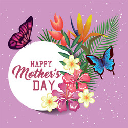 happy mothers day card with floral decoration vector image