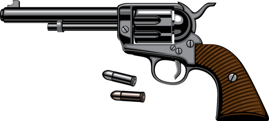 old revolver with two bullets in realistic style vector image