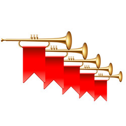 trumpets with red flags isolated on white vector image