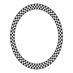 oval frame with black and white squares checkered vector image