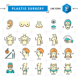 plastic surgery concept color thin line icons vector image