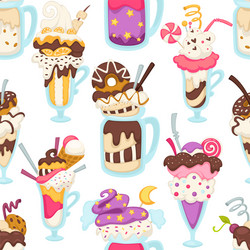 ice cream frozen dessert with donut and cookies vector image