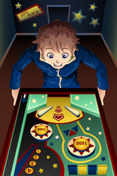 man playing pinball machine vector image