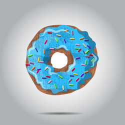 sweet donut with blue glaze and many vector image