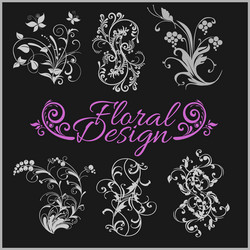 Set of floral elements for design vector