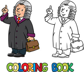 Coloring book of funny judge vector