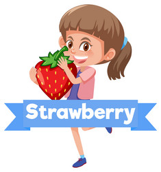 A girl holding fruit with letter on white vector