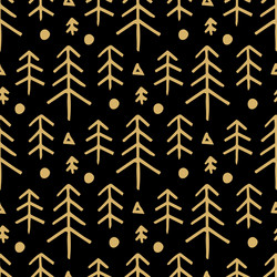 seamless christmas pattern with gold fir vector image