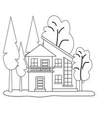 Easy simple house coloring page modern art vector