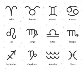 zodiac sign icons astrological horoscope symbols vector image