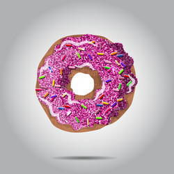 sweet donut with pink glaze and many vector image