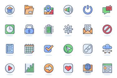 user interface buttons web flat line icon vector image