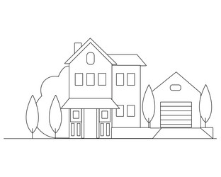 easy simple house coloring page modern art vector image