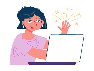 woman working with a laptop vector image