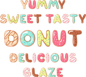 Donut font on white background vector