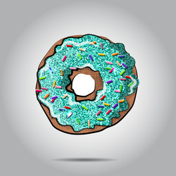 sweet donut with blue glaze and many vector image