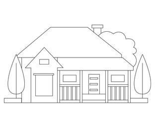 easy simple house coloring page modern art vector image