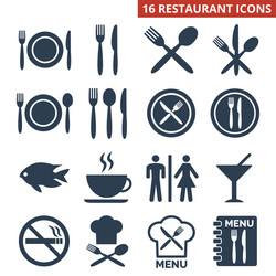 restaurant icons set on white background vector image