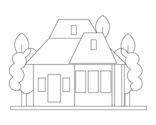 Easy simple house coloring page modern art vector