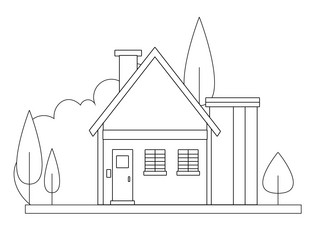 easy simple house coloring page modern art vector image