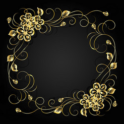 gold flowers with shadow on dark background vector image