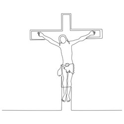 continuous line drawing jesus on cross vector image