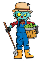 spooky zombie farmer cartoon character on white vector image