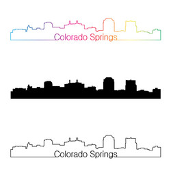 colorado springs skyline linear style with rainbow vector image