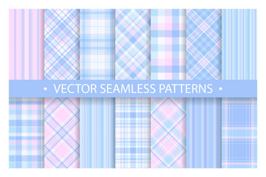 set plaid pattern seamless tartan patterns fabric vector image